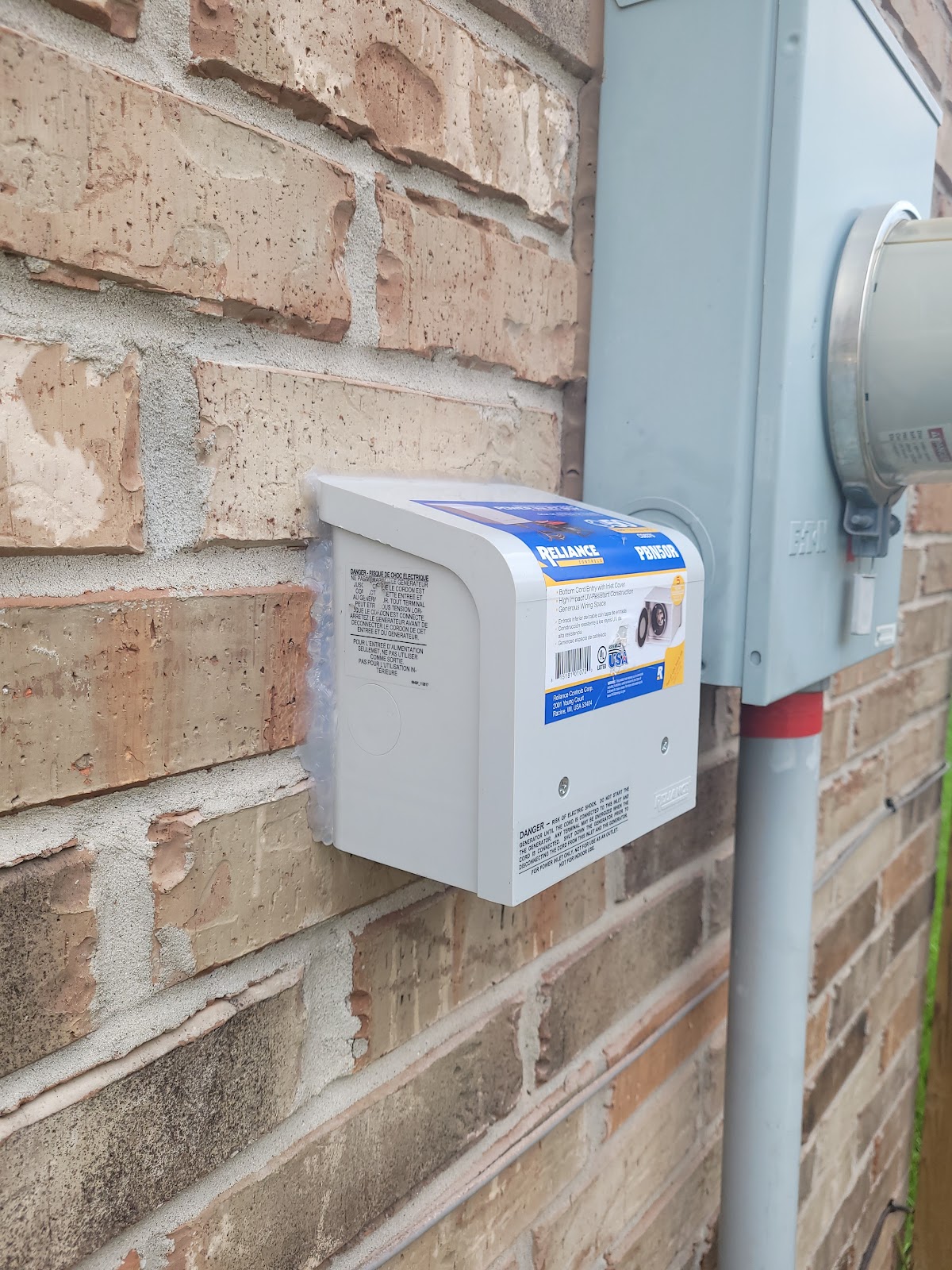 Reliance Controls generator power inlet box installation