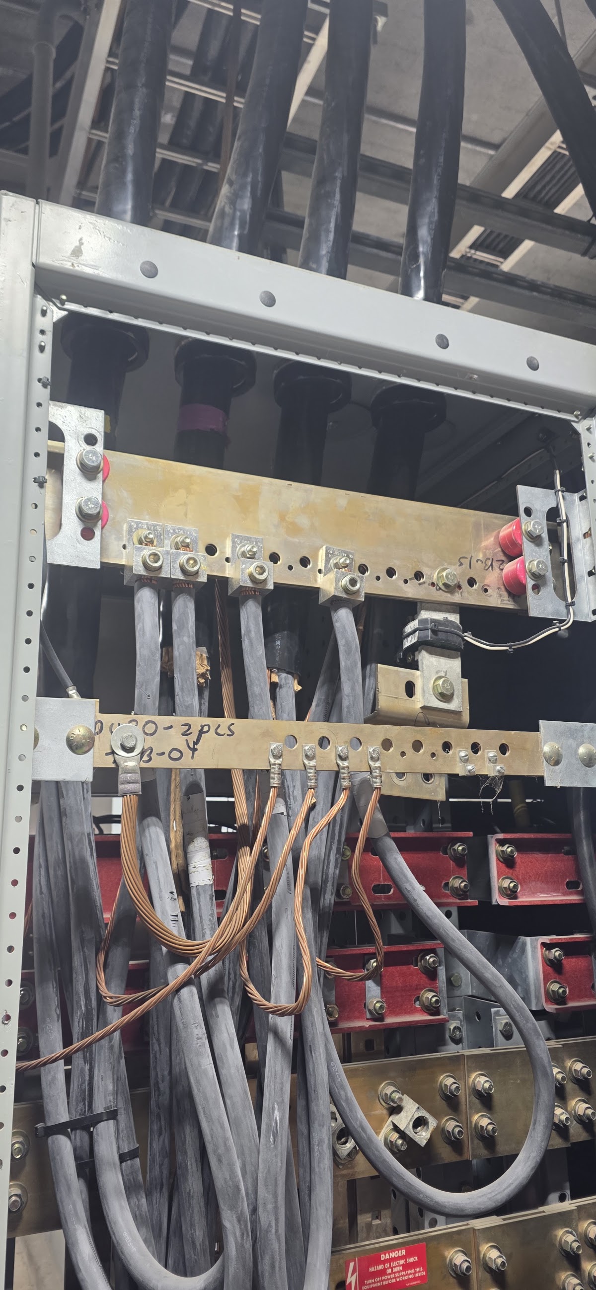 High-voltage commercial electrical panel interior
